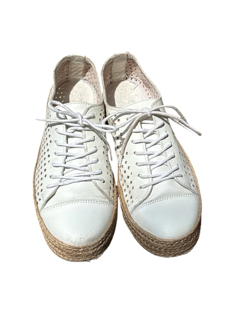Dylan Women's White Perforated Lace-Up Espadrille Sneakers